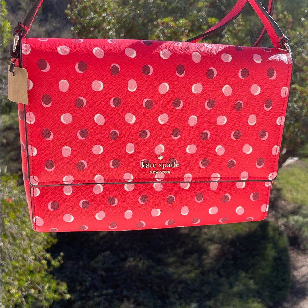 Kate Spade Red and White Polka Dot Cross Body Bag $299 MSRP - Picture 10 of 10